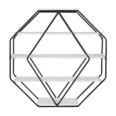 Lintz Wood Octagon Floating Wall Shelves