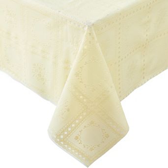 Elrene Home Fashions Crochet Lace-Inspired 3-Yard Cut-to-fit Vinyl Tablecloth, 54"x108"