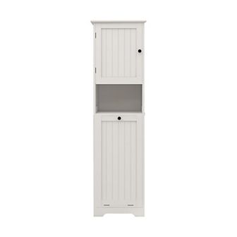 15.75 in W. x 13.78 in D x 55.12 in H White Freestanding Tilt-Out Linen Cabinet