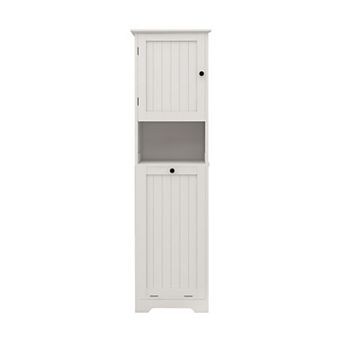 15.75 in W. x 13.78 in D x 55.12 in H White Freestanding Tilt-Out Linen Cabinet