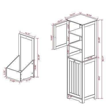 15.75 in. W. x 13.78 in. D x 55.12 in. H White Freestanding Tilt-Out Linen Cabinet