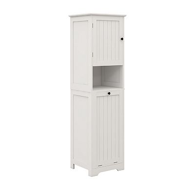 15.75 in. W. x 13.78 in. D x 55.12 in. H White Freestanding Tilt-Out Linen Cabinet