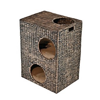 Jaxon 2 tier Handwoven Hyacinth Cat Condo w/ 5 Holes & 2 Machine-Washable Cushions