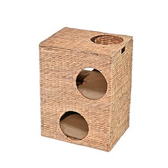Jaxon 2 tier Handwoven Hyacinth Cat Condo w/ 5 Holes & 2 Machine-Washable Cushions
