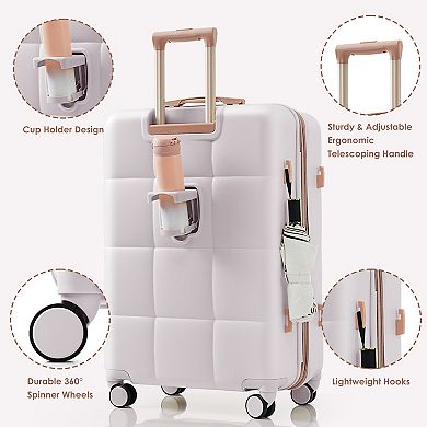 Merax Luggage Sets 3 Piece, 20-inch with USB Port and front opening design