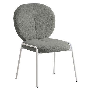 Leisuremod Celestial Boucle Dining Chair, White Frame Side Accent Chair