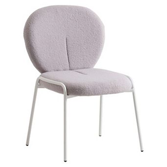 Leisuremod Celestial Boucle Dining Chair, White Frame Side Accent Chair