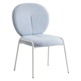 Leisuremod Celestial Boucle Dining Chair, White Frame Side Accent Chair