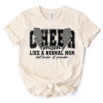 Cheer Mom Lightning T-Shirt, Cheerleader Retro White and Natural Tee for Proud Sports Mothers