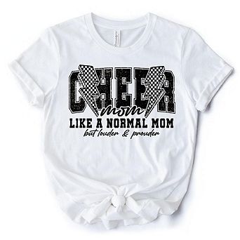 Cheer Mom Lightning T-Shirt, Cheerleader Retro White and Natural Tee for Proud Sports Mothers