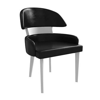 Leisuremod Dining Chair Leather Seat And Curved Backrest In Rubberwood Ethos Series