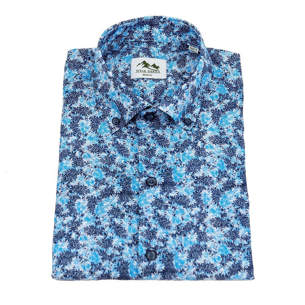 Wear Sierra Top Shelf Men's Cotton Long Sleeve Button Down Shirts in Navy Plaid