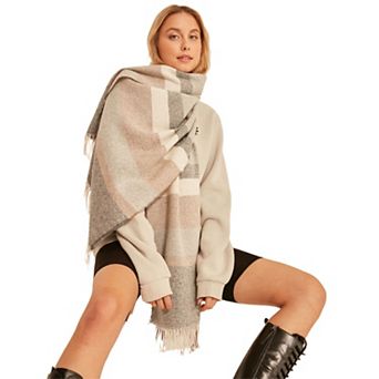 Women's Soft Textured Striped Thick Shoulder Shawl, Muted Pastels Scarf, Gift For Her