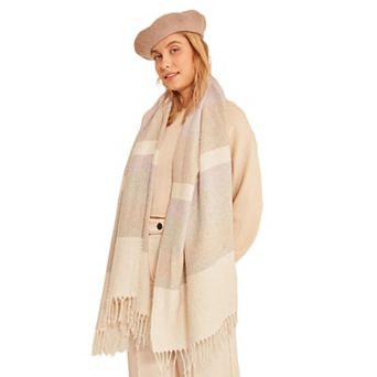 Women's Soft Textured Striped Thick Shoulder Shawl, Muted Pastels Scarf, Gift For Her