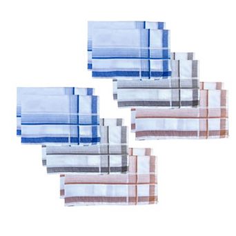 100% Cotton Handkerchiefs for Men, 12 pc Hankies Set For Grandpa, Gift For Husband