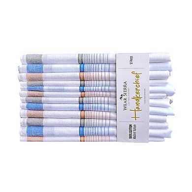 100% Cotton Handkerchiefs for Men, 12-Piece Hankies Set For Grandpa, Gift For Husband
