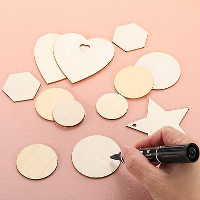 1.5 Inch Unfinished Round Wood Slices, 100 Pack Blank Wooden Discs Circles Cutouts