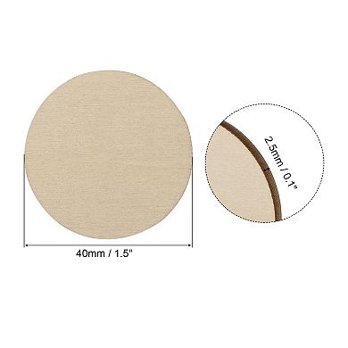 1.5 Inch Unfinished Round Wood Slices, 100 Pack Blank Wooden Discs Circles Cutouts