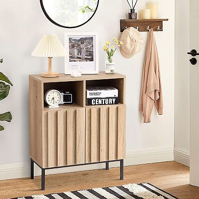 Storage Cabinet 2 Doors, Modern Industrial Sideboard Buffet Cabinet with Adjustable Shelf