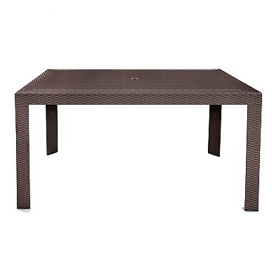 Leisuremod Mace 7-piece Outdoor Dining Set With Rectangular Table And Stackable Chairs