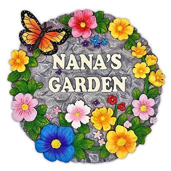 Nana’s Garden Floral Stepping Stone, 9.5" Decorative and Gift for Grandmother