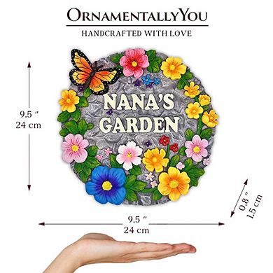 Nana’s Garden Floral Stepping Stone, 9.5" Decorative and Gift for Grandmother