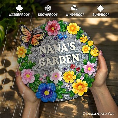 Nana’s Garden Floral Stepping Stone, 9.5" Decorative and Gift for Grandmother