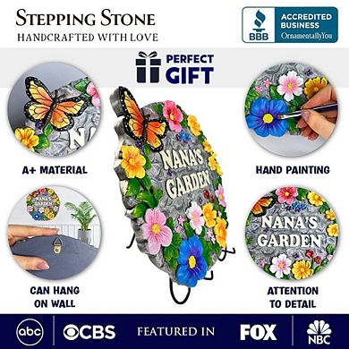 Nana’s Garden Floral Stepping Stone, 9.5" Decorative and Gift for Grandmother
