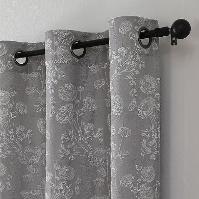 Kate Aurora 2 Piece Maxie Floral Grommet Top Window Curtain Panels