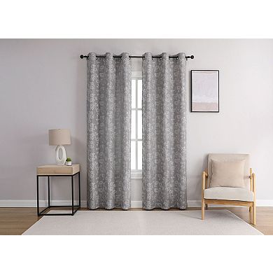 Kate Aurora 2 Piece Maxie Floral Grommet Top Window Curtain Panels