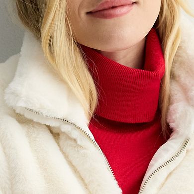 Women's Nine West Turtleneck Faux Fur Jacket