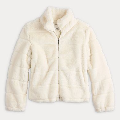 Women's Nine West Turtleneck Faux Fur Jacket