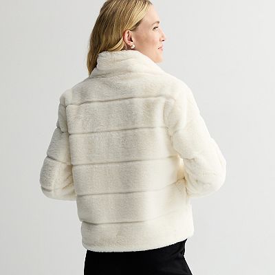 Women's Nine West Turtleneck Faux Fur Jacket