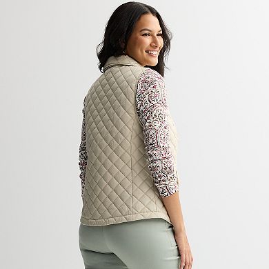 Women's Croft & Barrow® Quilted Snap Vest