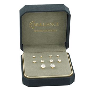 Brilliance Cubic Zirconia 5-Pair Stud Earring Set