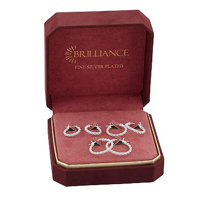 Brilliance Polished Mesh Hoop Earring 3-Piece Set