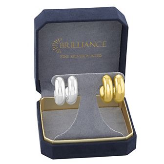 Brilliance Polished Bubble C-Hoop Earring Two-Pair Set