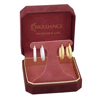Brilliance Polished Textured Hoop Earring Two-Pair Set