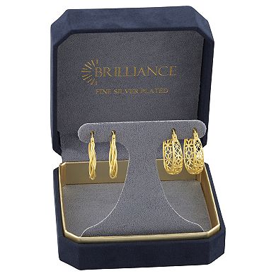 Brilliance Polished Braided & Filigree Hoop Earring Two-Pair Set