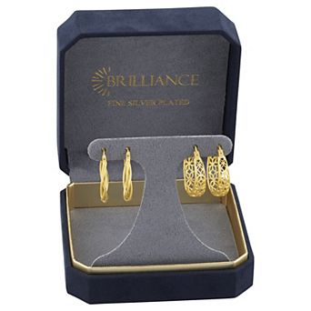 Brilliance Polished Braided & Filigree Hoop Earring Two-Pair Set