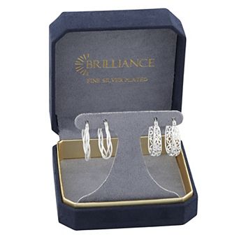 Brilliance Polished Braided & Filigree Hoop Earring Two-Pair Set