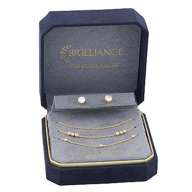 Brilliance Cubic Zirconia Stud Earring & Necklace Set