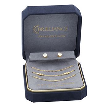Brilliance Cubic Zirconia Stud Earring & Necklace Set