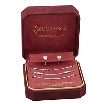 Brilliance Cubic Zirconia Stud Earring & Necklace Set