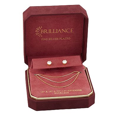 Brilliance Cubic Zirconia Stud Earring & Necklace Set