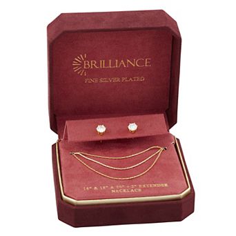 Brilliance Cubic Zirconia Stud Earring & Necklace Set