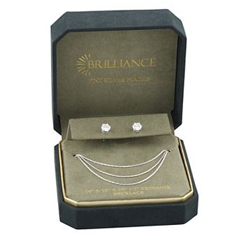 Brilliance Cubic Zirconia Stud Earring & Necklace Set