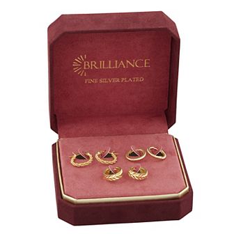 Brilliance Polished & Mesh Hoop Earring 3 pc Set