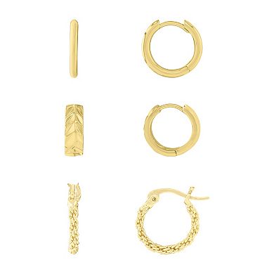 Brilliance Polished & Mesh Hoop Earring 3-Piece Set