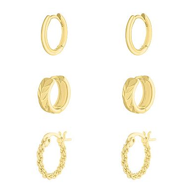 Brilliance Polished & Mesh Hoop Earring 3-Piece Set